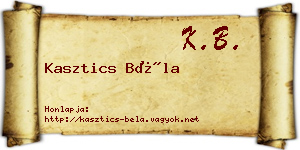 Kasztics Béla névjegykártya